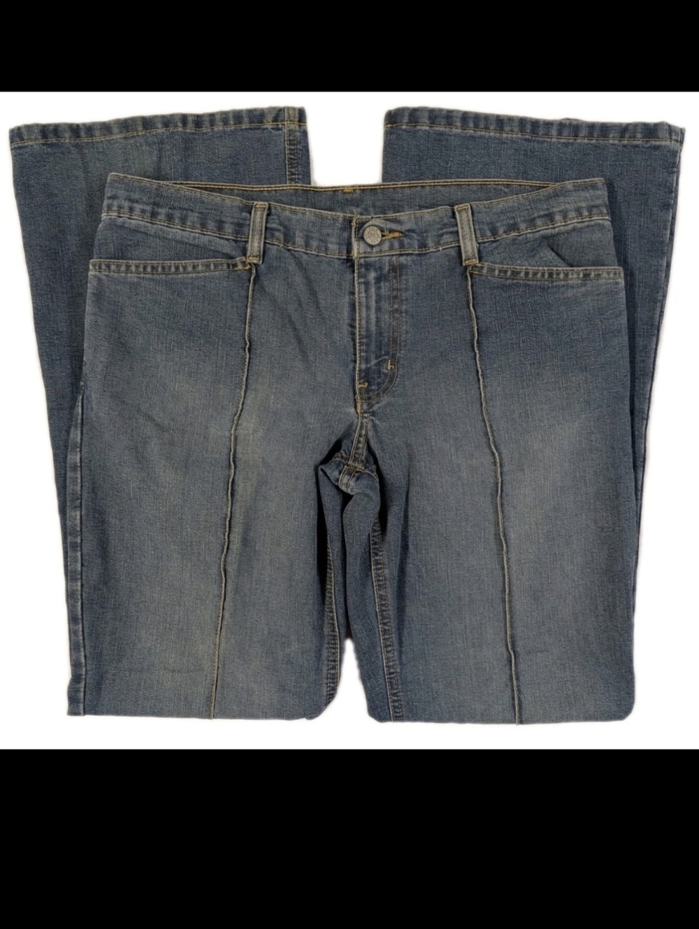 Y2K Ralph Lauren RL Flare Jeans Womens 13/14 Front Seam No Back Pockets Denim